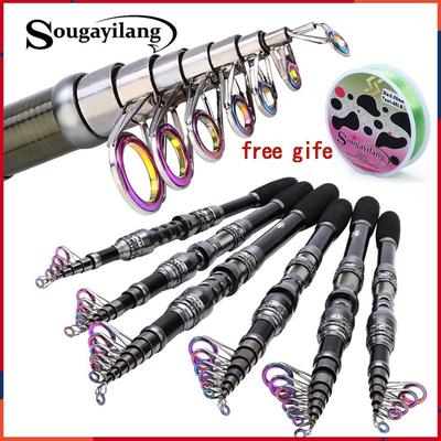 SOUGAYILANG Canne à pêche télescopique à lancer, leurre de carpe, canne à pêche en carbone, matériel Joran Pancing