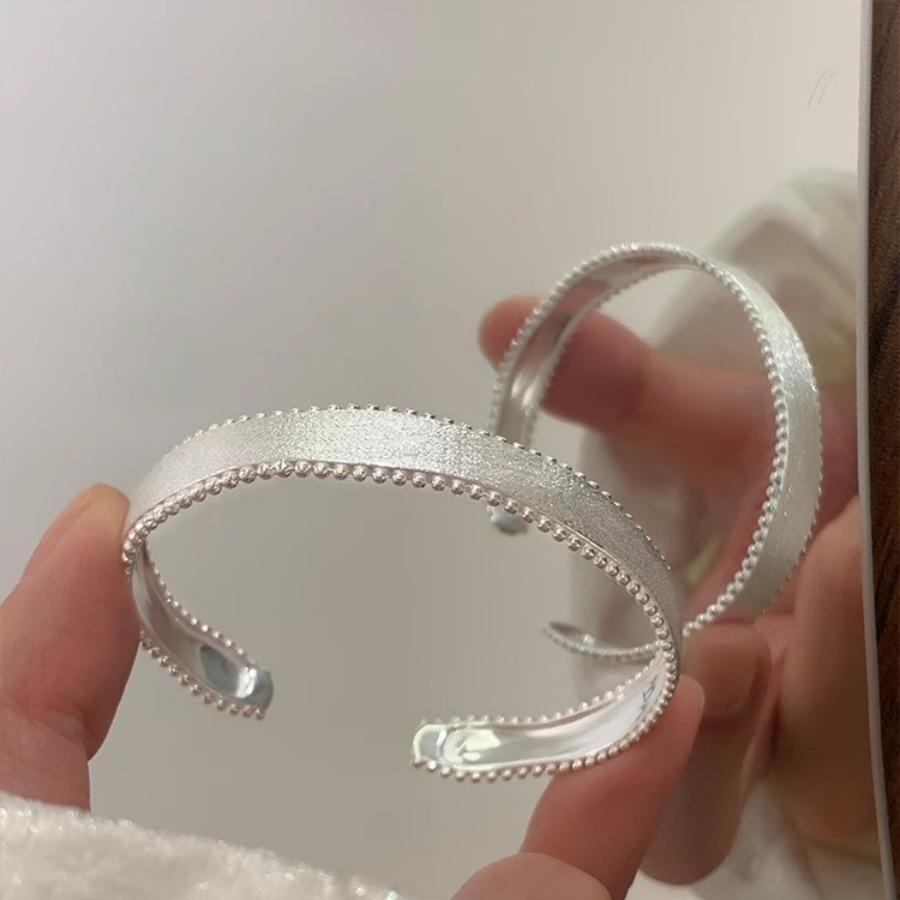 Simple Brushed Wide-sided Matte Bracelet 925 Silver 2025 New Niche Design Light Luxury Premium Open Bracelet