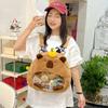 Cute Cartoon Capybara With Transparent Layer Can Hold Badge Plush Backpack