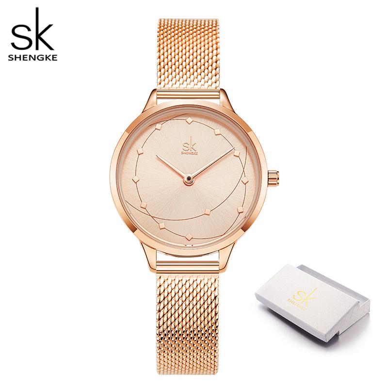 SK Classic Ladies Mesh Stainless Steel Band Metal Wristwatches Hot Selling Products to USA China Factory Free Box