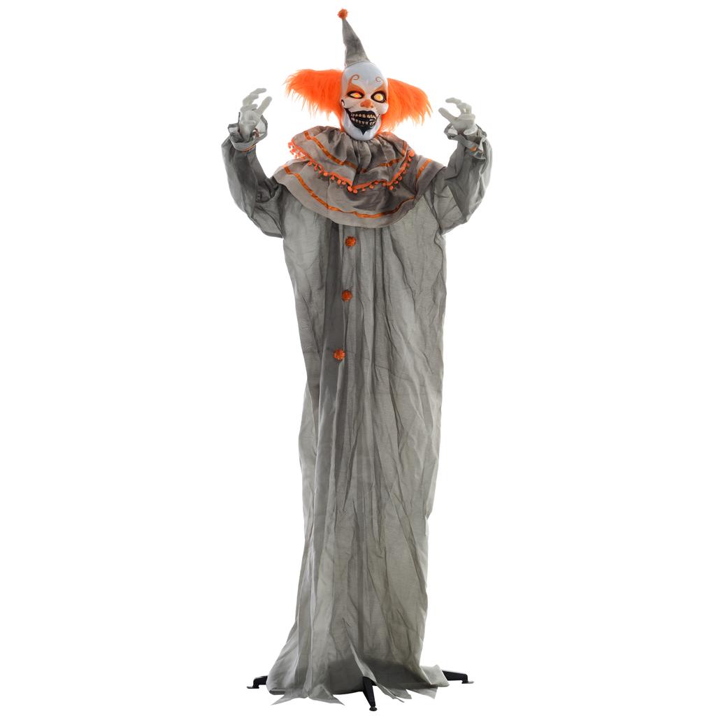 6' Pomarańczowy Klaun Halloweenowy Animatronic, ze Świecącymi Oczami