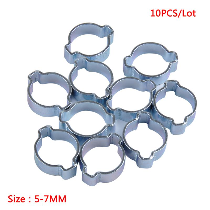 10 Pcs/set Double Ear Clamp Galvanized Convenient Fuel Pipe Hose Clamp 5-31mm