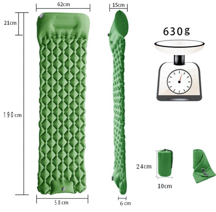 Inflating Sleeping Pad Mattress for Camping  / Inflatable Camping Bed with Built-in Foot Pump for Tent