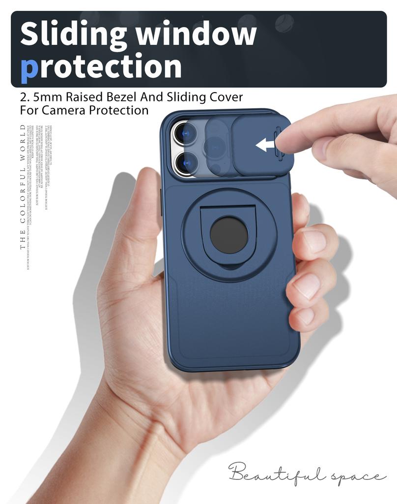 Luxury Magnetic Slide Camera Protection Case For iPhone 16 15 14 13 12 11 Pro Max Plus X XS XR 8 7 For Magsafe Ring Stand Cover
