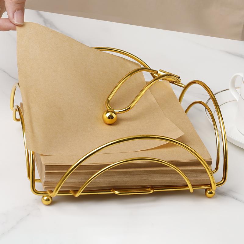 Modern Napkin Holder For Table With Weighted Arm, Square Metal Flat Napkin Holder Farmhouse Napkin Box Rustic Napkin Tray