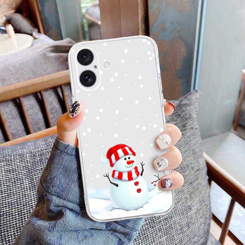 For iPhone 16 Case Christmas Pattern Print Soft TPU Phone Protector