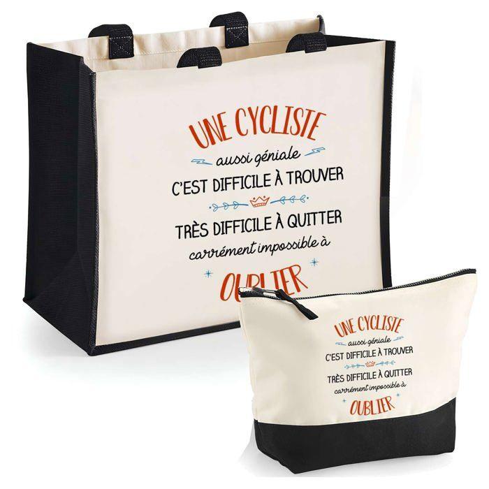 Sac cabas - PLANETEE - Duo cabas jute et trousse «Une Cuisinière Formidable» - Jute & coton - 33x42 cm - Coffret cadeau personnalisé