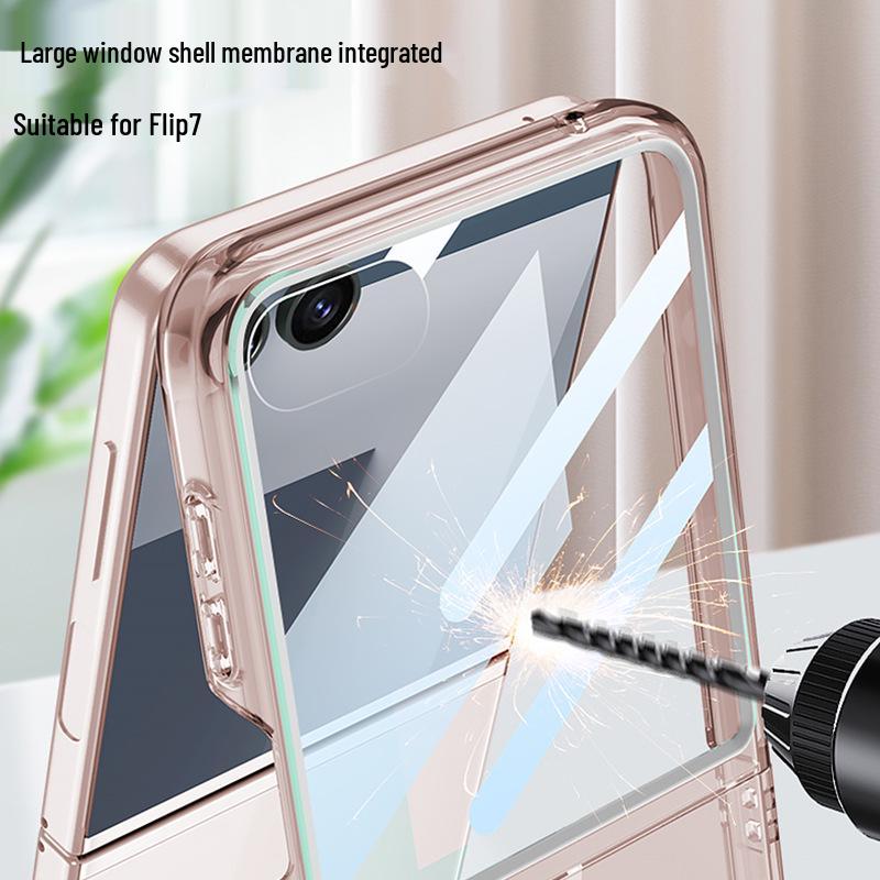 Samsung Z Flip7 Protective Case: Transparent Airbag Shell with Large Window