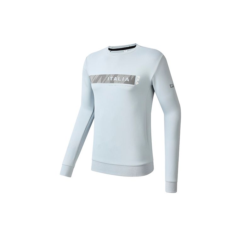 FILA Athletics Color Block Letter Print Sports Fitness Casual Knit Pullover Sweatshirt Men sweatshirt Gel-Grey A11M231205F-GY XXL