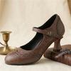 Dames hoge hakken lente en zomer nieuwe dunne hak retro gesp lichte mond enkele schoenen grote maat lage schoenen