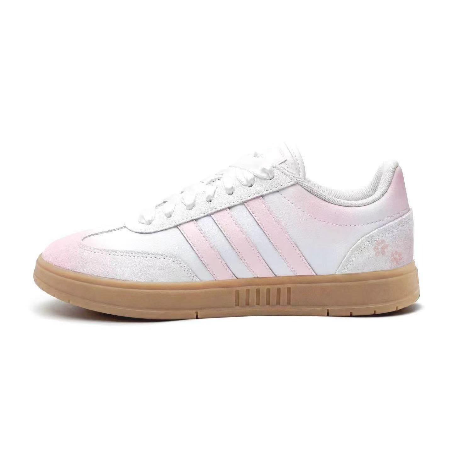 

Adidas GRADAS Sticky Rice Leather Coverage Slip Resistant Low top Vintage Basketball Shoes Unisex Pink White IE9044 (Team858-) 35⅔