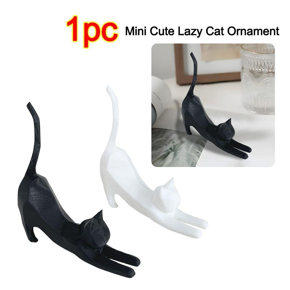 Stretching Kitten Funny Cat Ornaments Carved Kitten Statue Minimalist Cat Sculpture Garden