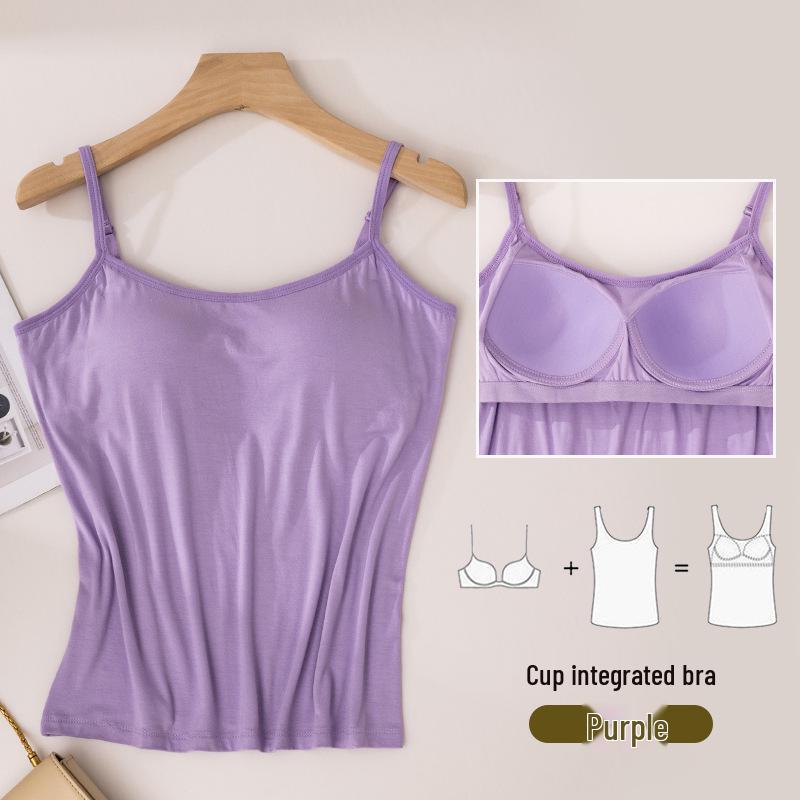 

Женская майка большого размера с круглым вырезом и нагрудными вкладышами - Универсальная, красивая спина, длинная нижняя майка XXXL (155-170 jin)