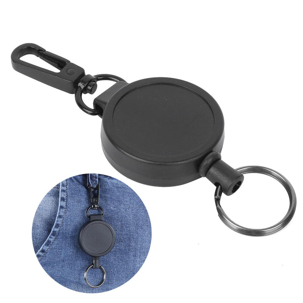 4pcs Telescopic Keychain AntiTheft Retractable Key Ring High Resilience Wire Rope Carabiner for