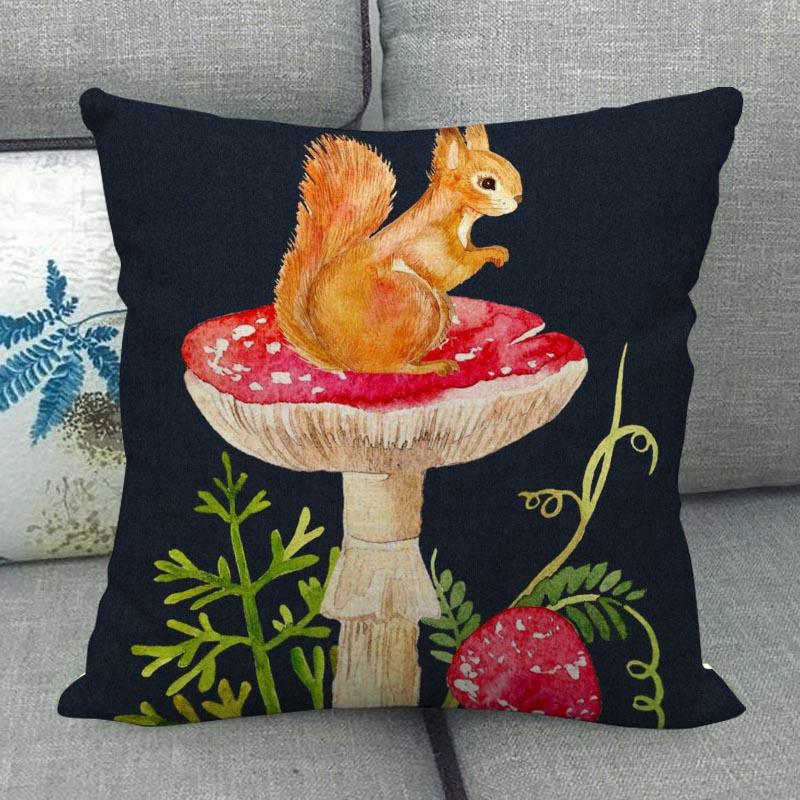 45X45cm Pilz Kunst Kissenbezug Quadratischer Reißverschluss Baumwolle Leinen Kissenbezüge Schlafzimmer Zuhause Büro Dekorativer Kissenbezug WJY12.25