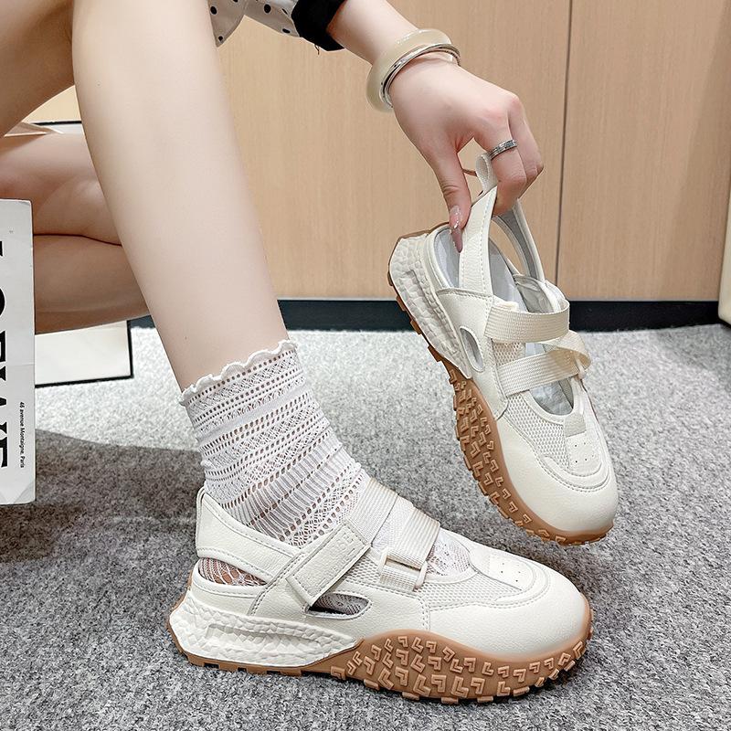 Mary Jane Baotou Sports Sandals Hollow Velcro Breathable Casual Moral Training Shoes Forrest Gump Shoes