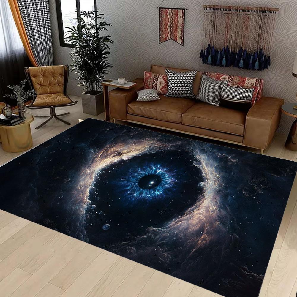 Kosmischer Galaxie Wohnzimmerteppich Spiralloch-Design Heimdeko Teppich Weiche rutschfeste Bodenmatte für Wohnzimmer Schlafzimmer