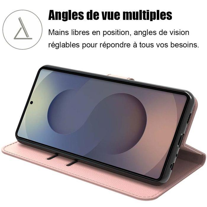 Coque de protection - BOOLING - Samsung Galaxy S25 Ultra - Cuir PU Rose - Antichoc - Support intégré