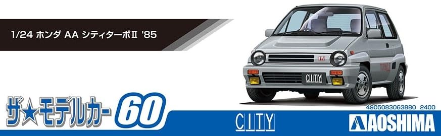 Aoshima Bunka Kyozai The Model Car Series 60 Honda AA City Turbo II 1985 Plastic Model Molded In Color (AOSHIMA) 1/24 No. Kit,