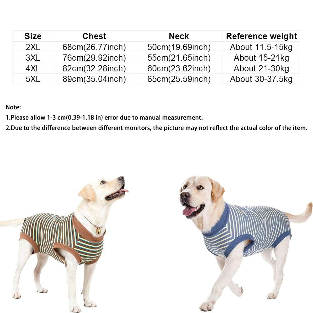 Striped Dog Sterilization Suit Warm Dog Four Legged Vest Fleece Anti-Licking Vest  Belly Protection