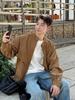 Unisex Retro Faux Suede Harrington Jacket for Fall/Winter - Casual, Versatile Design