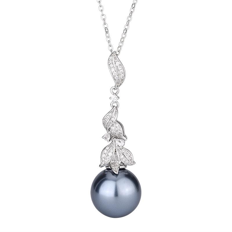 Jewelry Copper Bottom Gold-Plated Inlaid Pearl Temperament Leaf Set Female 16-14Mm