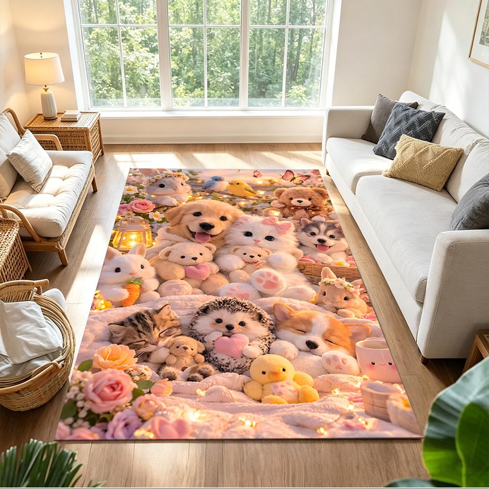 Jungle Animals And Flowers Non-Slip Home Carpet Design for Office Decor Living Room Bedroom Gift