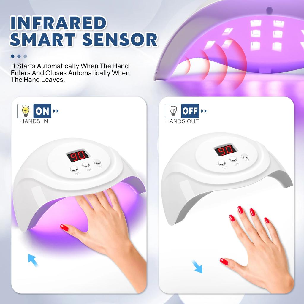 72W UV LED Nail Drying Lamp For Curing All Nail Gel Polish 24LEDS Nail Dryer With Automatic Sensor Professional Salon Art Tools