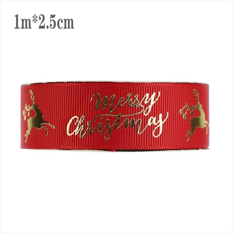 Christmas Grosgrain Ribbon Printing Gift Wrapping Wedding Decoration Hair Bow DIY Christmas Tree Garland Bowknot Craft Ribbon