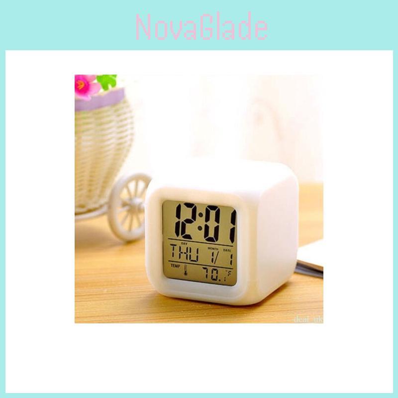 Stress Relieve Home Bedroom Child 7 Color Led Change Digital Glowing Alarm Clock For Relaxation