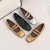 Women's Square Toe Mary Jane Flats Casual Ballet Shoes Walking Shoes with Adjustable Strap Slip On Comfortable Work Flats Soft Dressy Shoes for Women