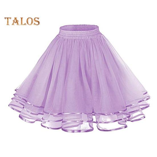 Mesh Tulle Skirt with Elastic Waistband Solid Color Three-Layered Princess Skirt Cosplay Weddings Parties Knee-Length Skirt