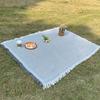 180x130CM Tablecloth with Tassel Linen Camping Ground Cloth Outdoor Picnic Mat  Dust Cover