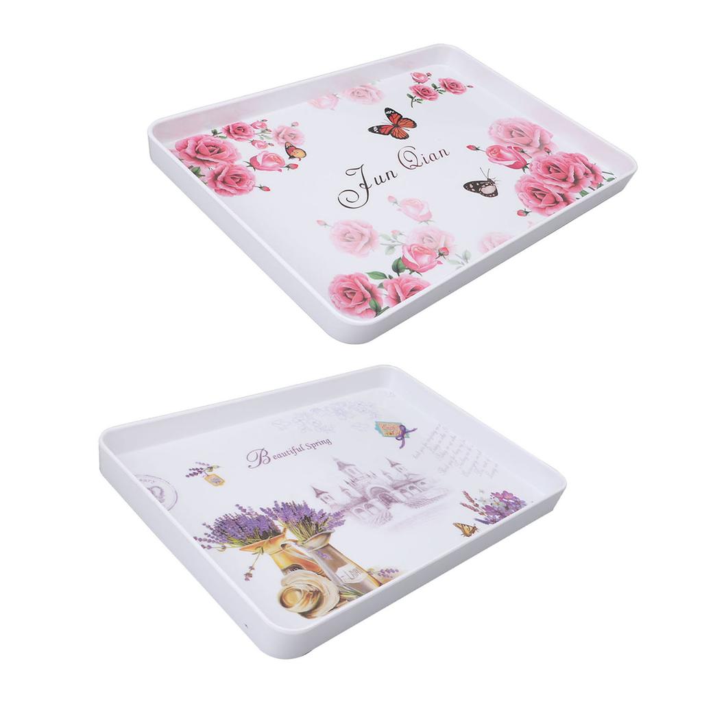 Plastic Serving Tray Rectangular 15.4x10.6in Reusable Food Platter for Snack Fruit Cookies Desserts 