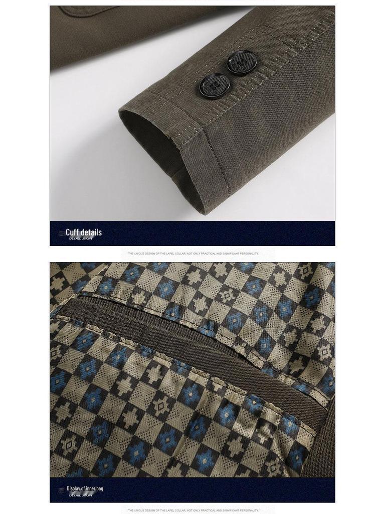 Men's Spring & Autumn Pure Cotton Lapel Jacket: Casual, Loose Fit for Middle-aged & Elderly