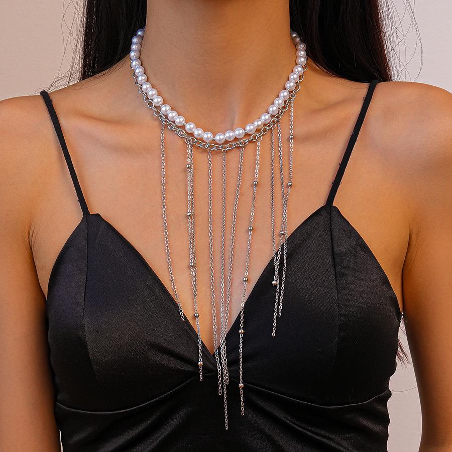 Высококлассное многослойное ожерелье с кисточками и жемчугом - европейский и американский модный дизайн