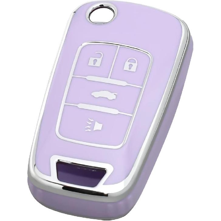 OFFCURVE for Chevy Buick Key Fob Cover, TPU Key Fob Case Cover for Buick Encore Chevy Chevrolet Camaro Equinox Impala Sonic Trax GMC Terrain Flip 4