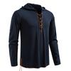 Men's Lace-Up Hooded T-Shirt Casual Retro Top for Men Spring Autumn Fashion Adjustable Sleeve Multi-Color Male Blouse