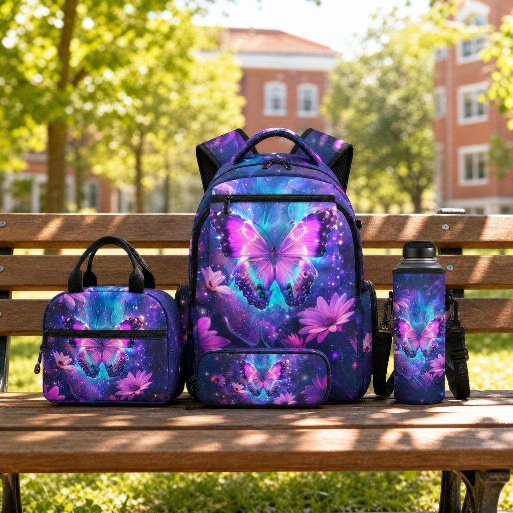 4-Piece Printed School Backpack Set for Kids Teens - All-Over Print Backpacks