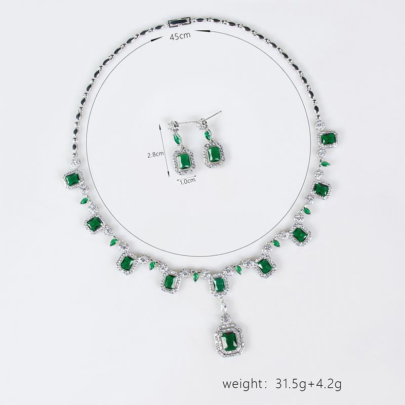 Women's Light Luxury Design Geometric Square Necklace Earring Set Fashionable And Versatile Niche Design Sense Set