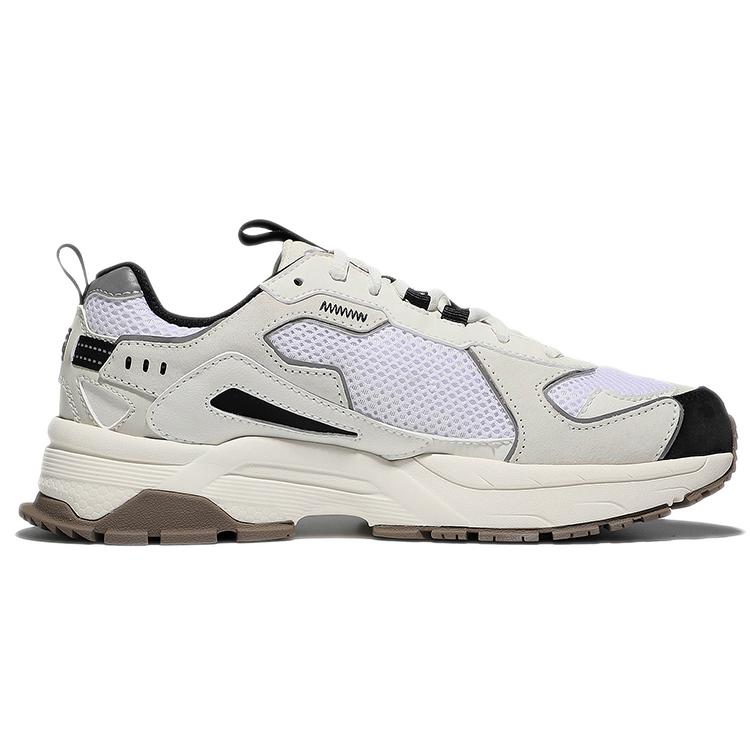 Fila Mesh, Leather Low Top Casual Running Shoes Unisex White And Black Coffee Korean Style 1JM01679D_021
