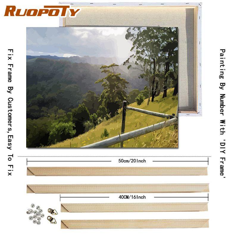 Ruopoty DIY Frame Painting By Numbers Mountain Oil Painting On Canvas Painting For Wall Decor Calligraphy Painting 40x50cm