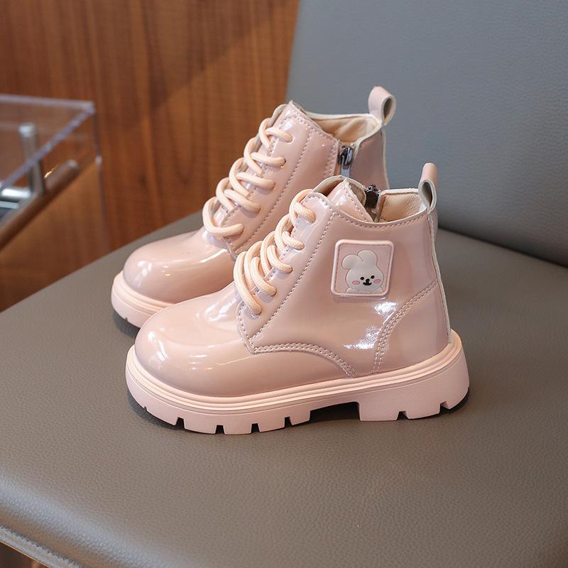 Kinder stiefel herbst neue helle leder kaninchen seite zipper mädchen kurze stiefel