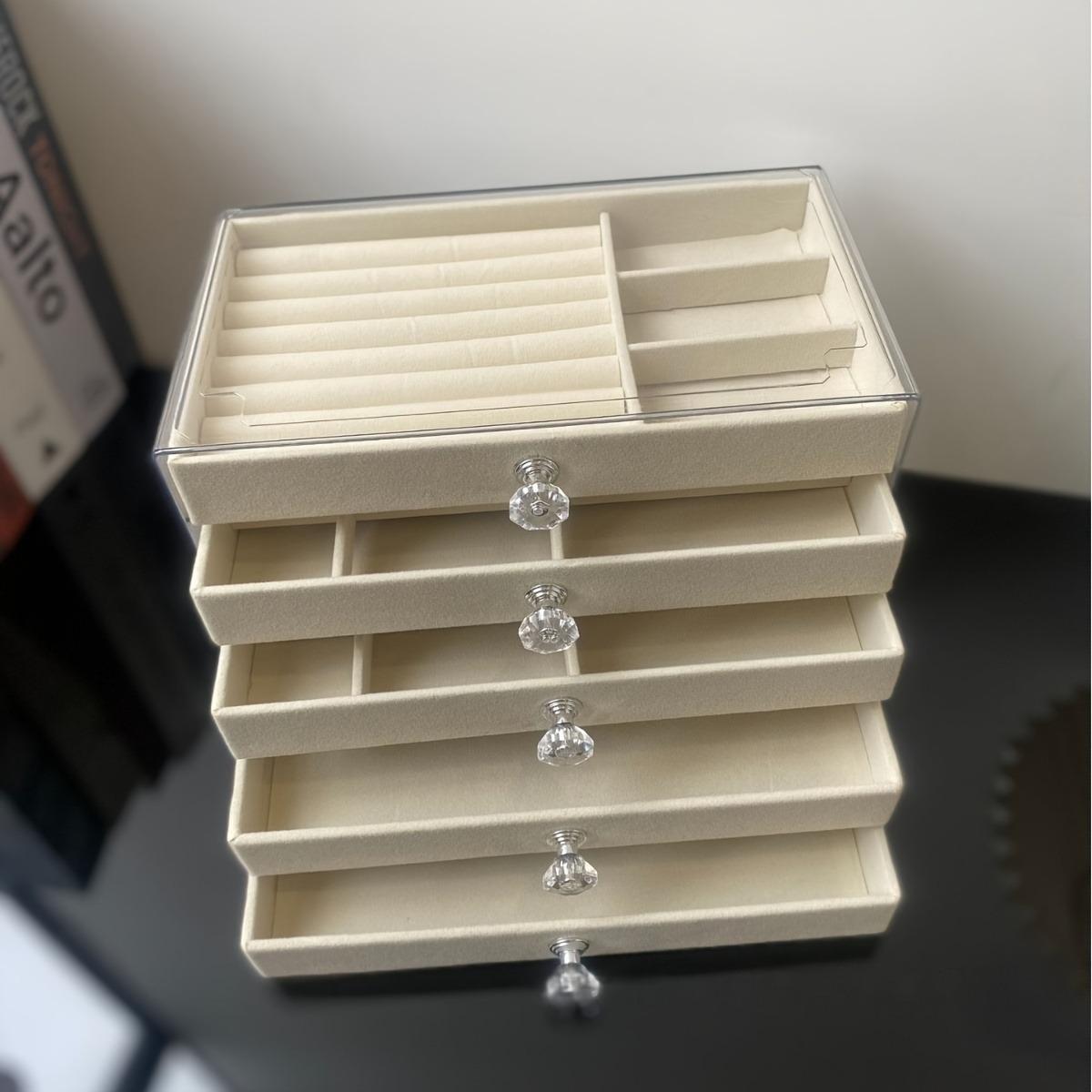 

1pc Five Layer Velvet Jewelry Box Earrings Necklace Accessories Elegant Storage Box Home Multi Purpose Storage Tool Perfect Gift