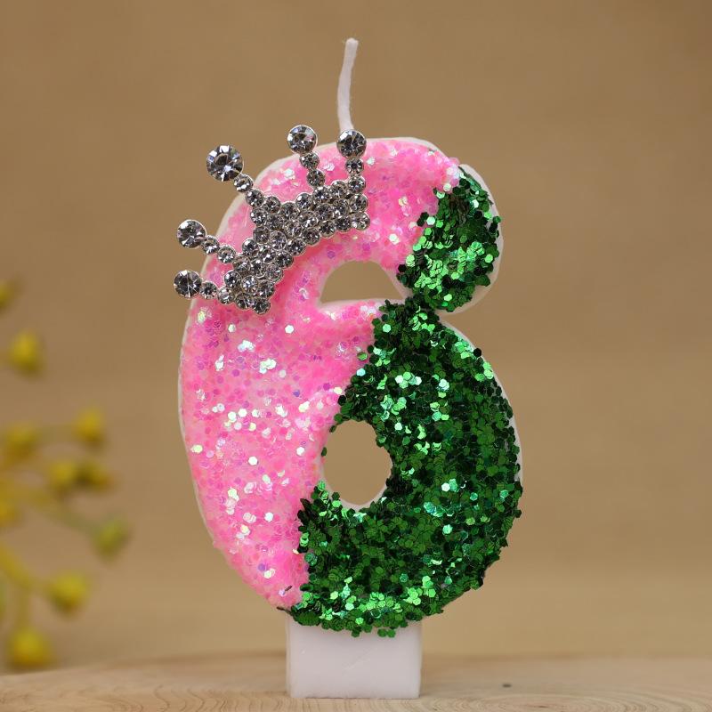 Color Block Number Birthday Candle Cake Decoration First Year Celebration Crown Birthday Candle