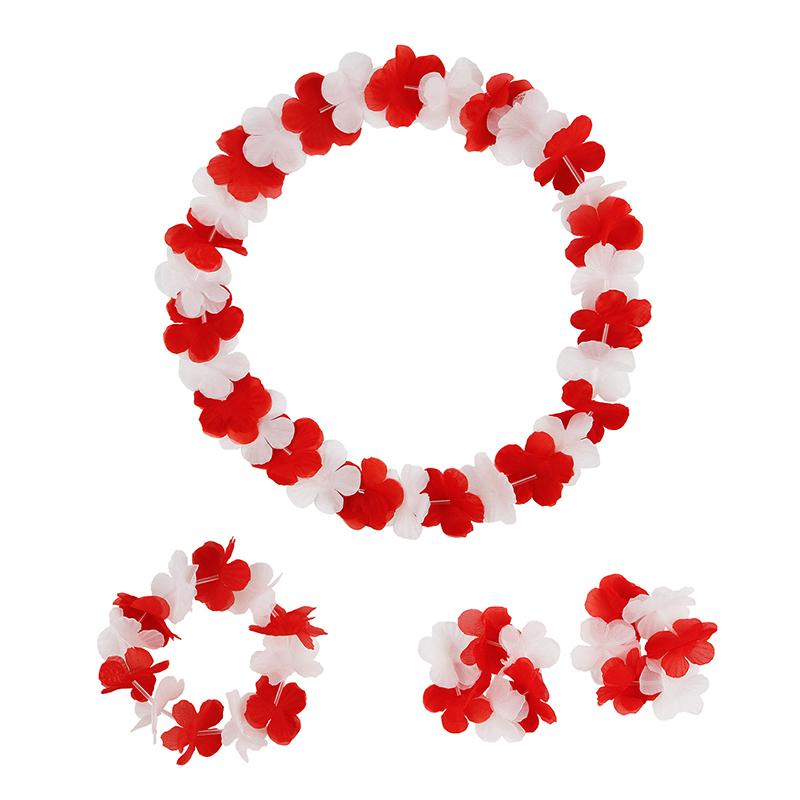 

4 Pcs/Set Hawaiian Artificial Flowers Leis Necklace Garland Headband Wedding Birthday Beach Tropical Party Decoration A13