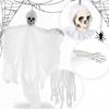 Dekoracja Ozdoba Halloween Zjawa Upiór Duch Szkielet Wiszący Biały 75 Cm
