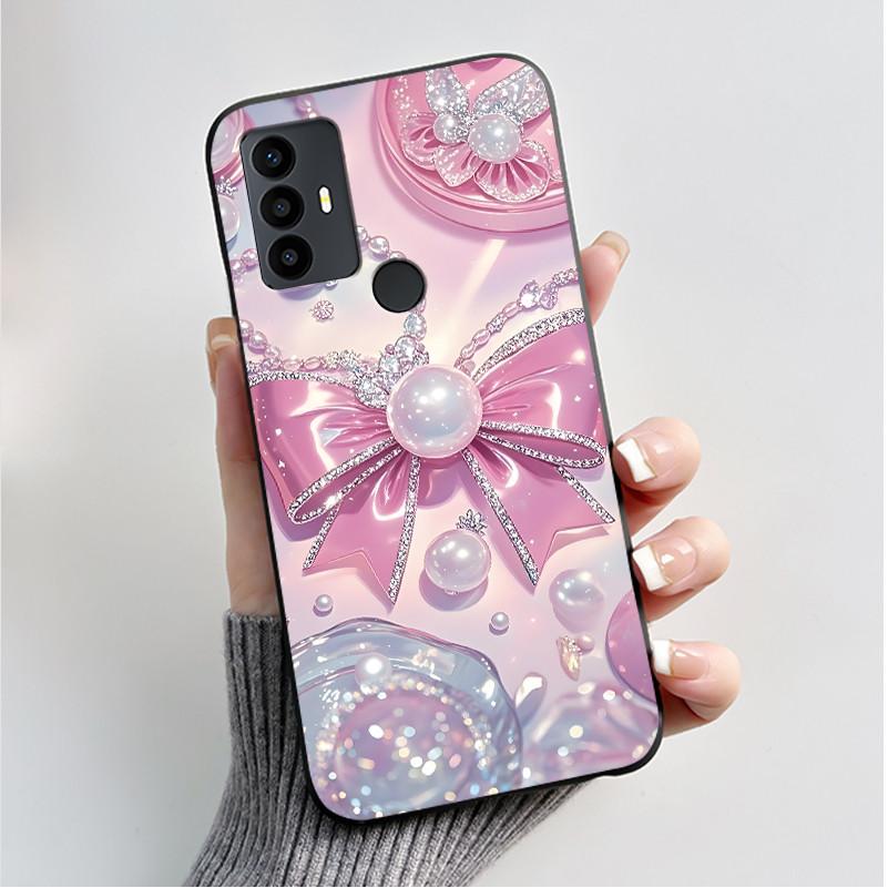 For TCL 30 SE 30E 306 305 Case 6165D 6102H 6102A 6102D Phone Cover Fashion Butterfly Flowers Black Soft Silicone Casing Bumper