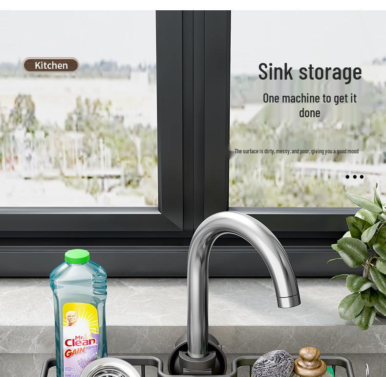 Kitchen Faucet Sink Storage Rack for Sponges, Rags, and Vegetables