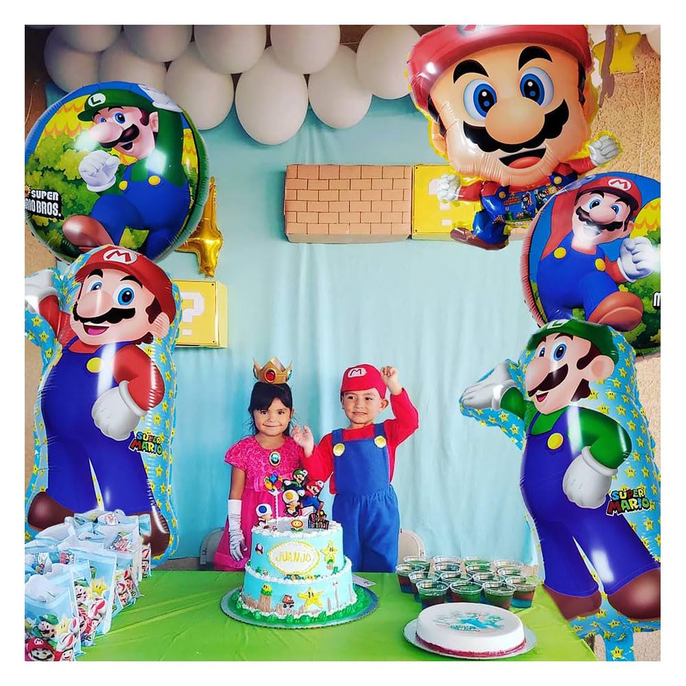 Party Balloon Set Mario Super Mario Birthday Decoration Popular Cartoon Game Character Anime Birthday Decoration Garland Balloon Cake Decoration Party